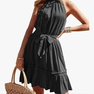 Elegant Green Halter Mini Dress